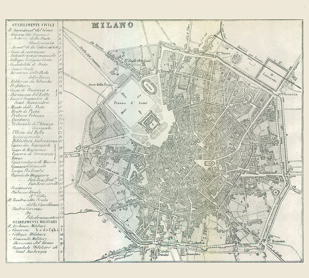 Milano Italy - Castro 1870 art print by Castro for $57.95 CAD