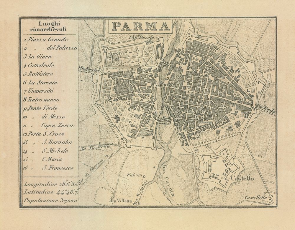 Parma Italy - Castro 1870 art print by Castro for $57.95 CAD