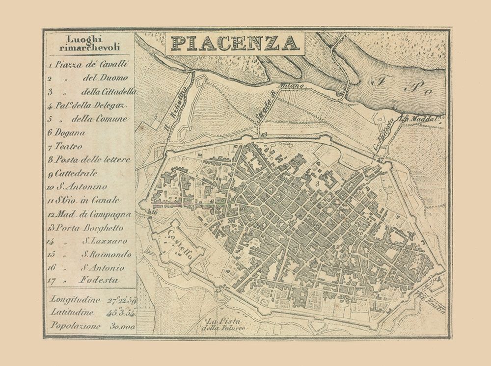 Piacenza Italy - Castro 1870 art print by Castro for $57.95 CAD