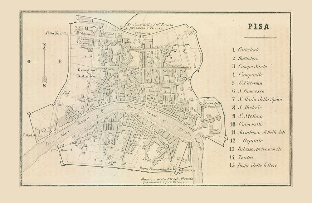 Pisa Italy - Castro 1870 art print by Castro for $57.95 CAD