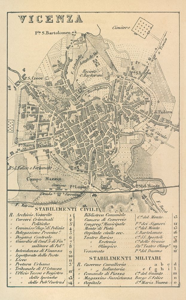 Vicenza Italy - Castro 1870 art print by Castro for $57.95 CAD