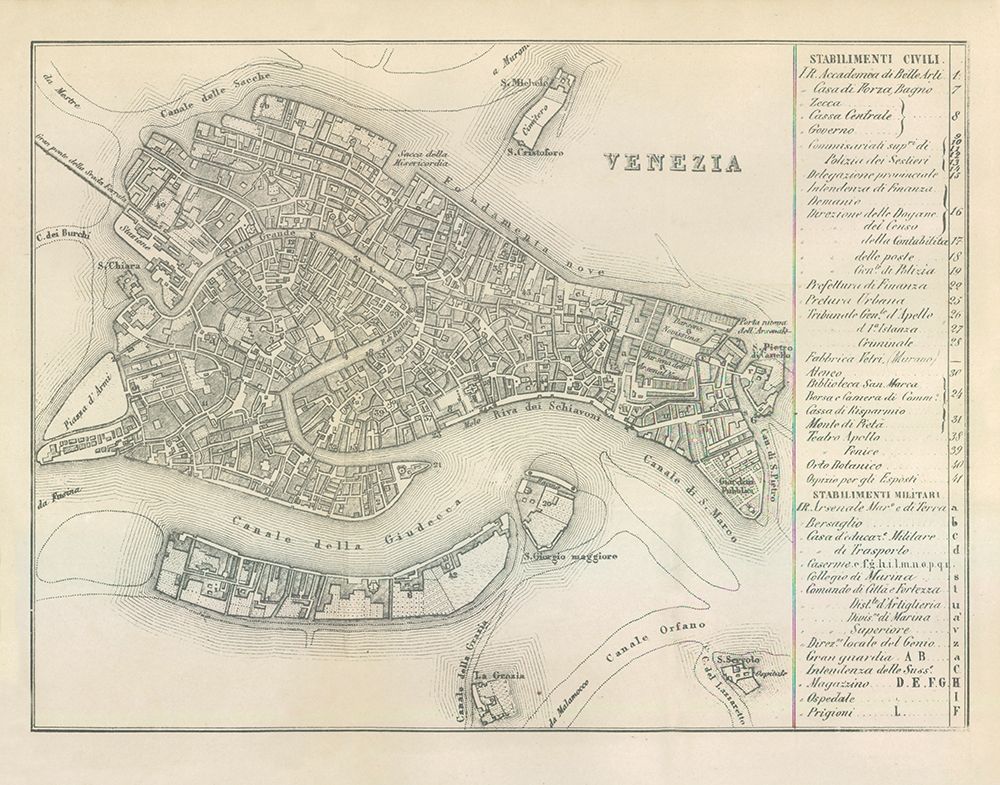 Venezia Italy - Castro 1870 art print by Castro for $57.95 CAD