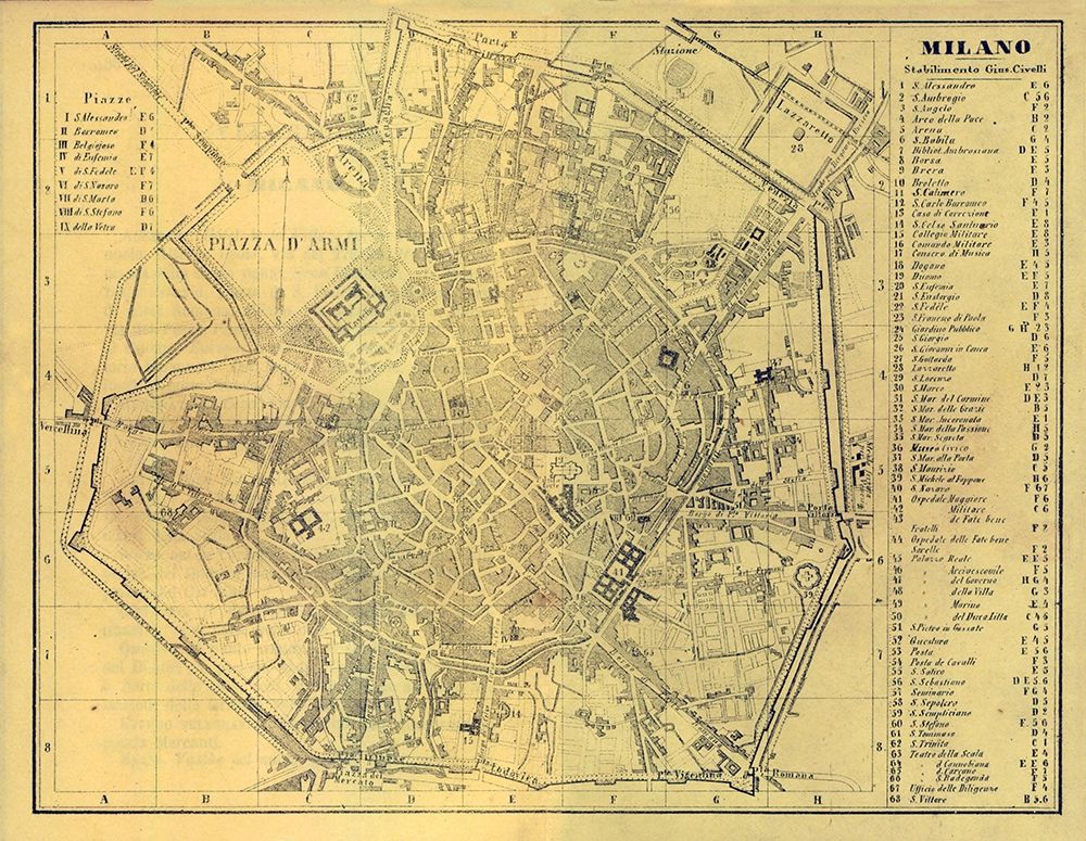 Milano Italy - Muggiani 1865 art print by Muggiani for $57.95 CAD