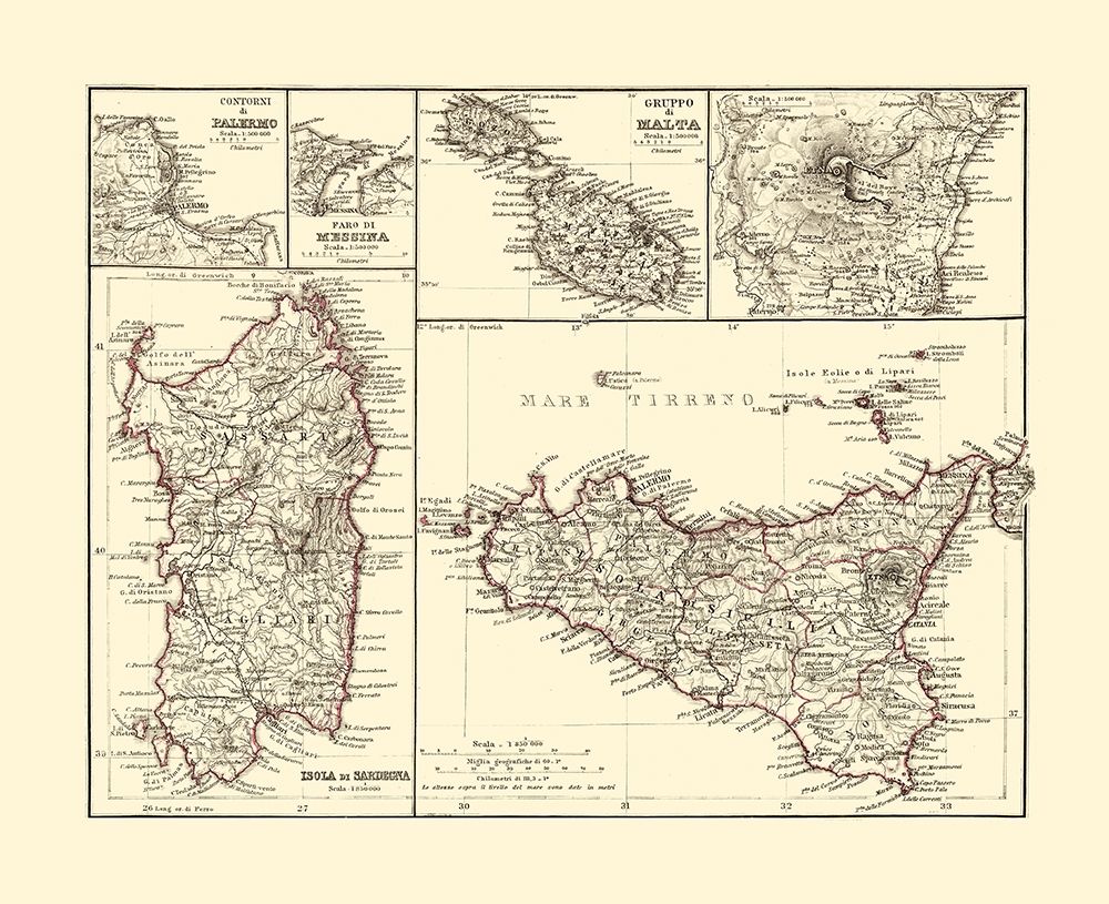 Italy Islands - Perthes 1870 art print by Perthes for $57.95 CAD