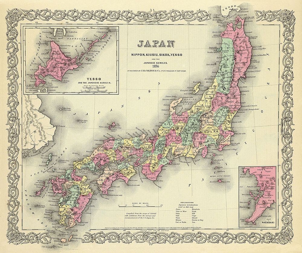 Yesso Kuriles Japan - Colton 1856 art print by Colton for $57.95 CAD