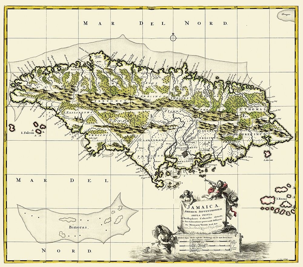 Americae Septentrionalis Caribbean Jamaica art print by Visser for $57.95 CAD