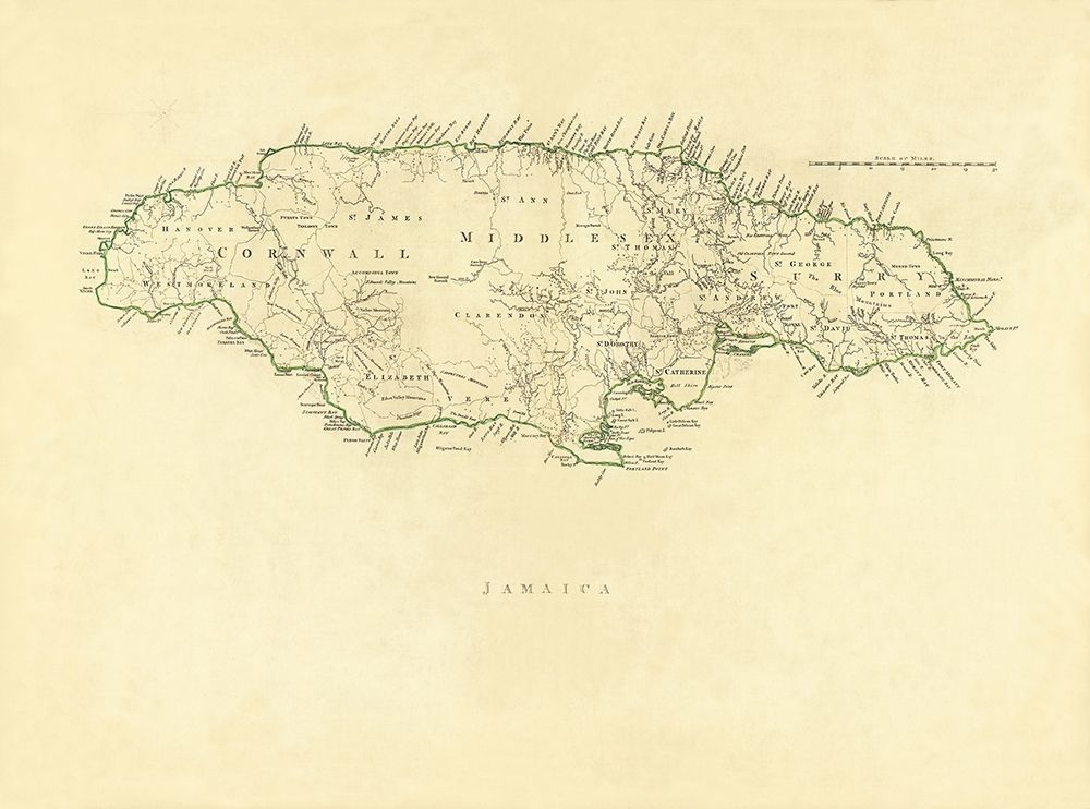 Caribbean Jamaica - Jefferys 1760 art print by Jefferys for $57.95 CAD