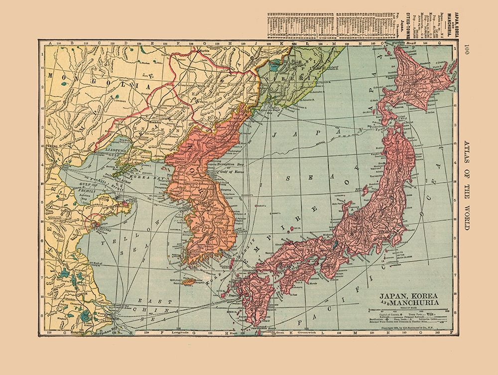Manchuria Korea Japan China - Hammond 1910 art print by Hammond for $57.95 CAD