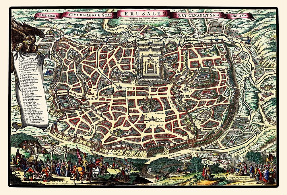 Jerusalem Israel Panoramic - Visscher 1660 art print by Visscher for $57.95 CAD