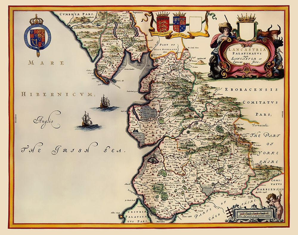 Lancashire County England - Blaeu 1645 art print by Blaeu for $57.95 CAD