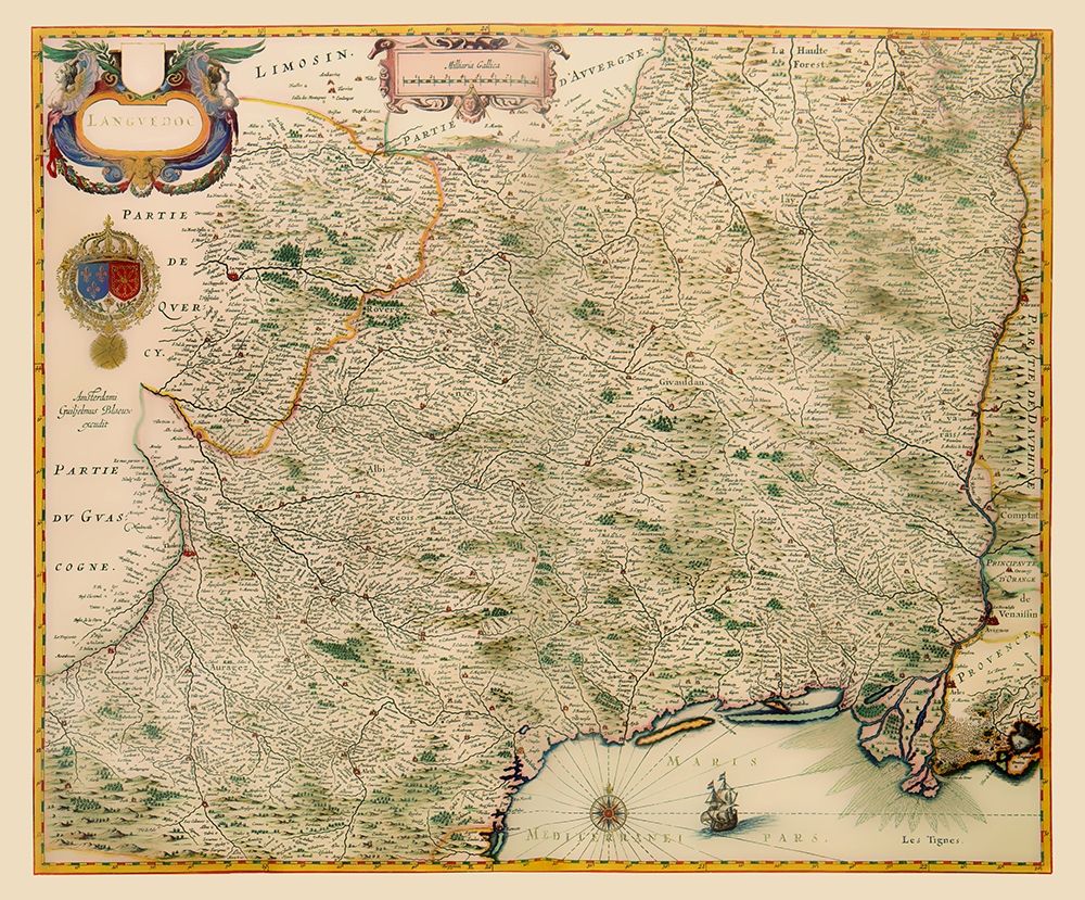 Languedoc Province France - Blaeu 1631 art print by Blaeu for $57.95 CAD