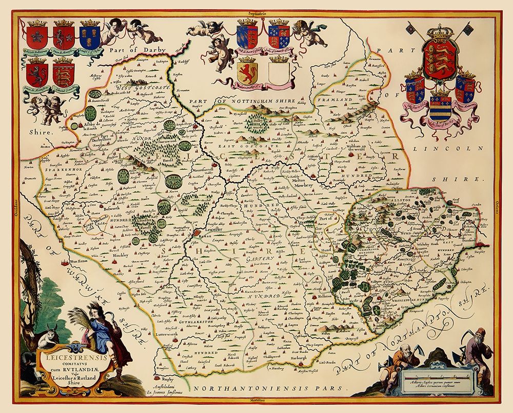 Leicestershire County England - Blaeu 1646 art print by Blaeu for $57.95 CAD