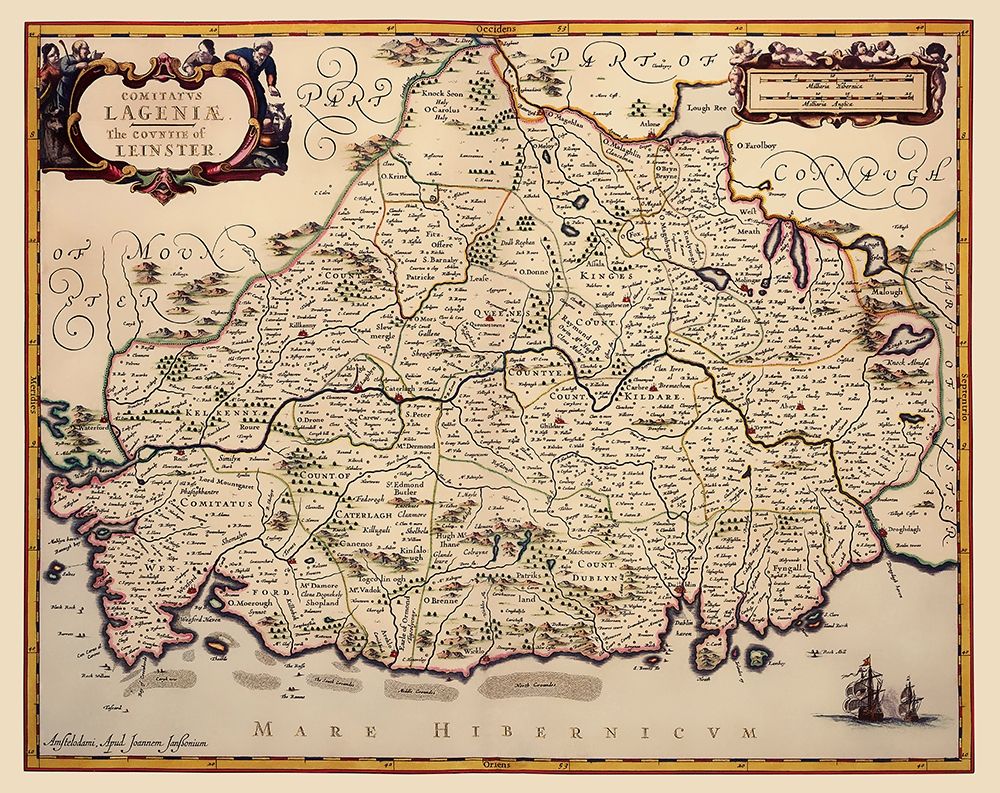 Leinster Province Ireland - Jansson 1646 art print by Jansson for $57.95 CAD