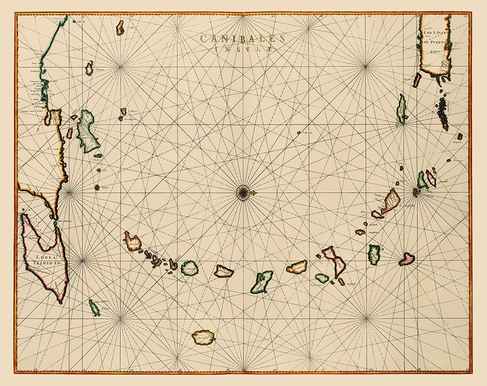 Caribbean Lesser Antilles - Blaeu 1662 art print by Blaeu for $57.95 CAD