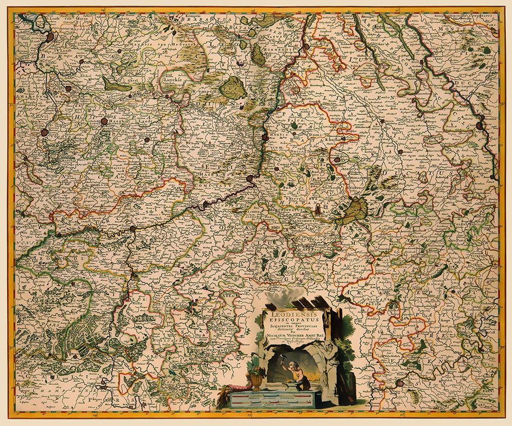 Benelux Liege Belgium - Visscher 1681 art print by Visscher for $57.95 CAD