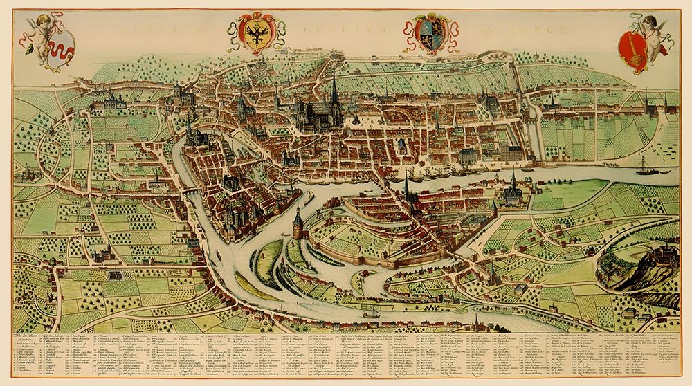 Benelux Liege Belgium Panoramic - Blaeu 1649 art print by Blaeu for $57.95 CAD