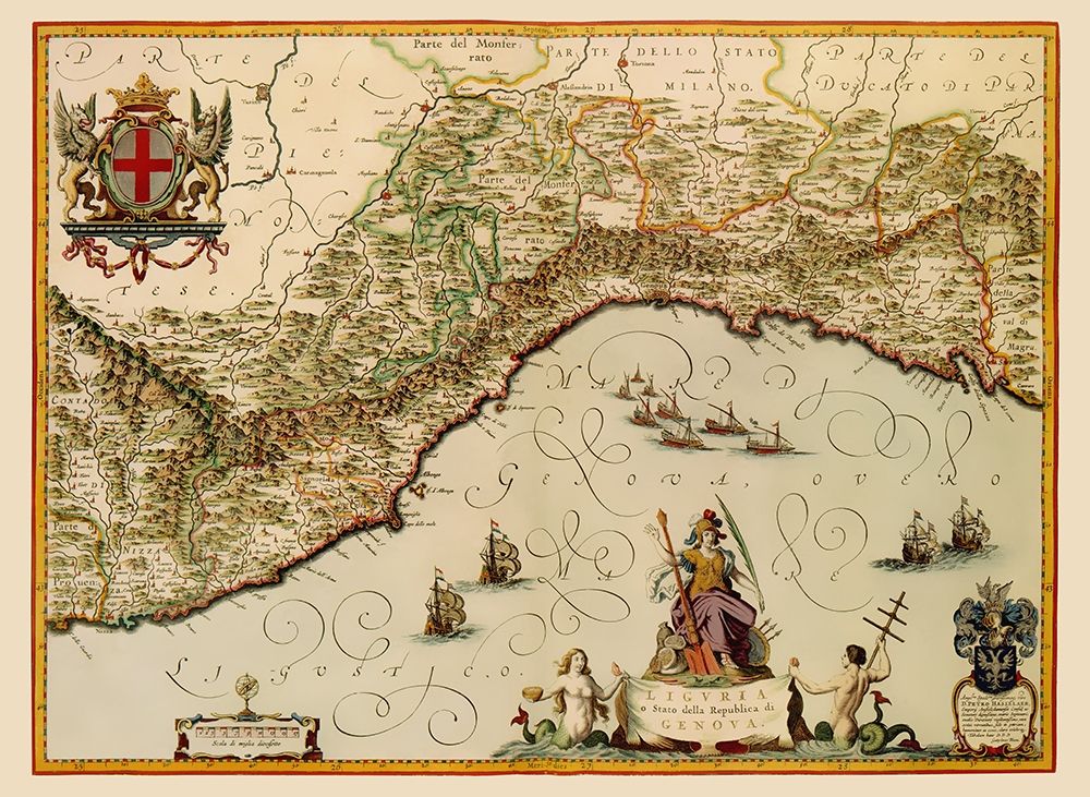 Liguria Region Italy - Blaeu 1640 art print by Blaeu for $57.95 CAD