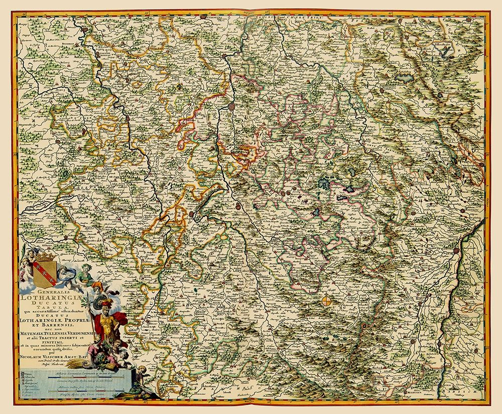 Lorraine Region France - Visscher 1681 art print by Visscher for $57.95 CAD