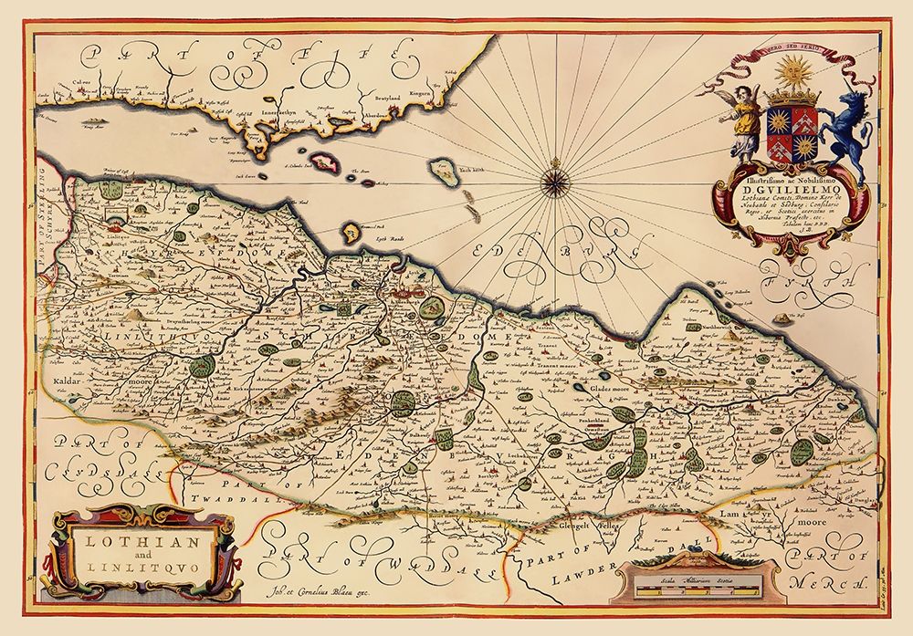 Lothian Region Scotland - Blaeu 1640 art print by Blaeu for $57.95 CAD