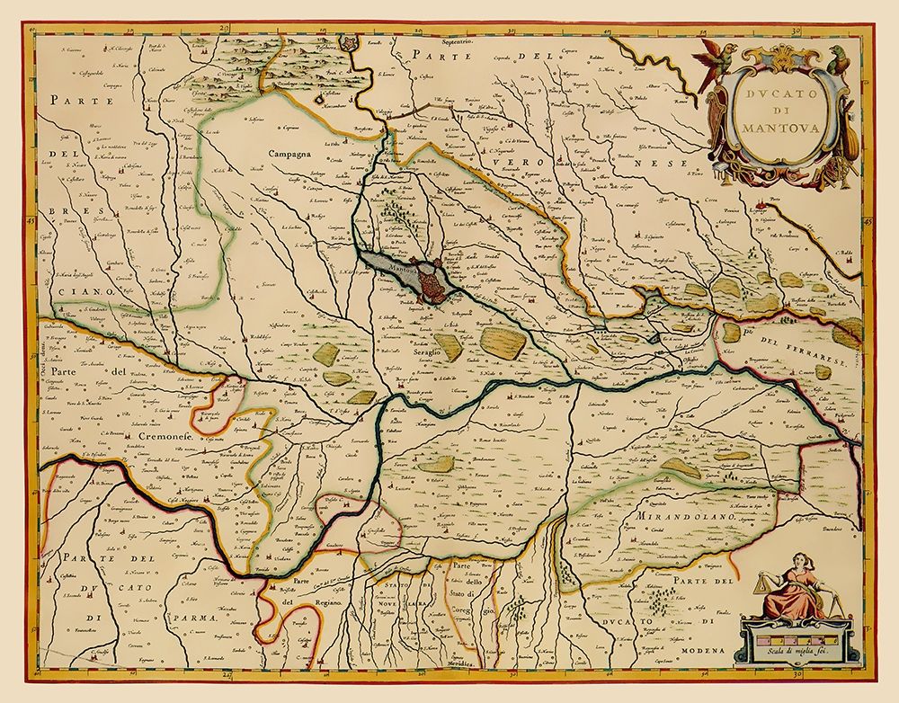 Po Valley Italy - Blaeu 1640 art print by Blaeu for $57.95 CAD
