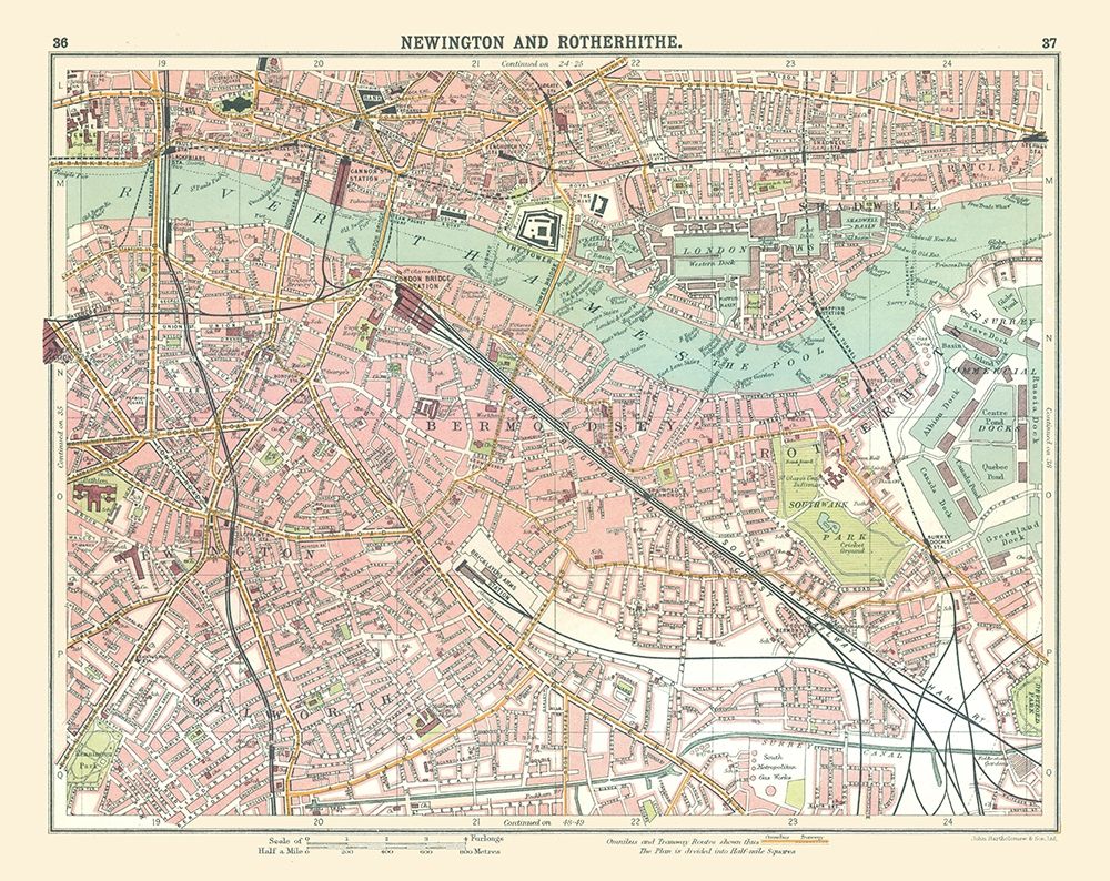 Newington Rotherhithe London UK - Bartholomew 1921 art print by Bartholomew for $57.95 CAD