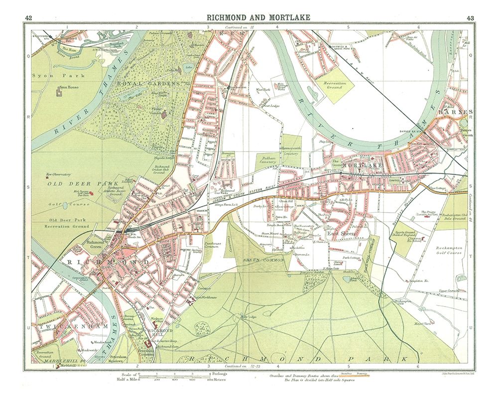 Richmond Mortlake London UK - Bartholomew 1921 art print by Bartholomew for $57.95 CAD