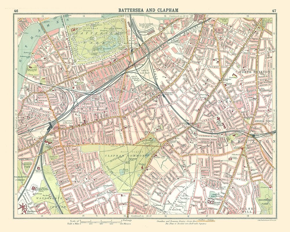 Battersea Clapham London UK - Bartholomew 1921 art print by Bartholomew for $57.95 CAD