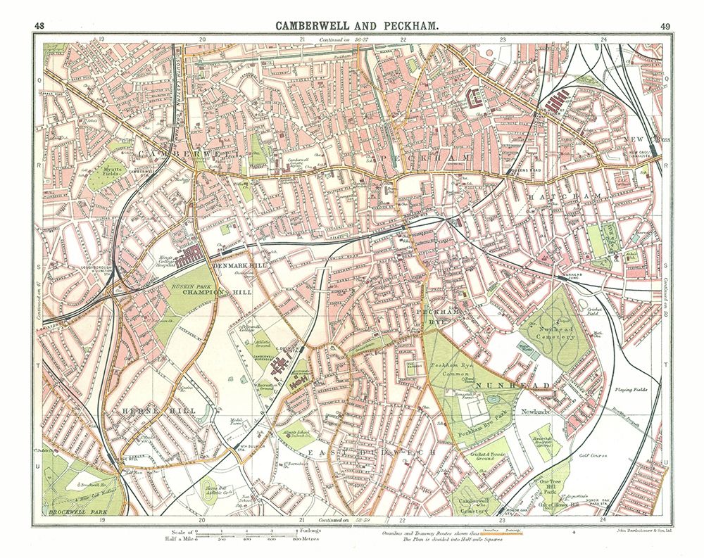 Camberwell Peckham London UK - Bartholomew 1921 art print by Bartholomew for $57.95 CAD