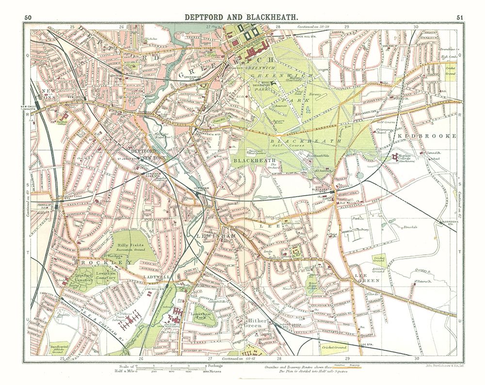 Deptford Blackheath London UK - Bartholomew 1921 art print by Bartholomew for $57.95 CAD