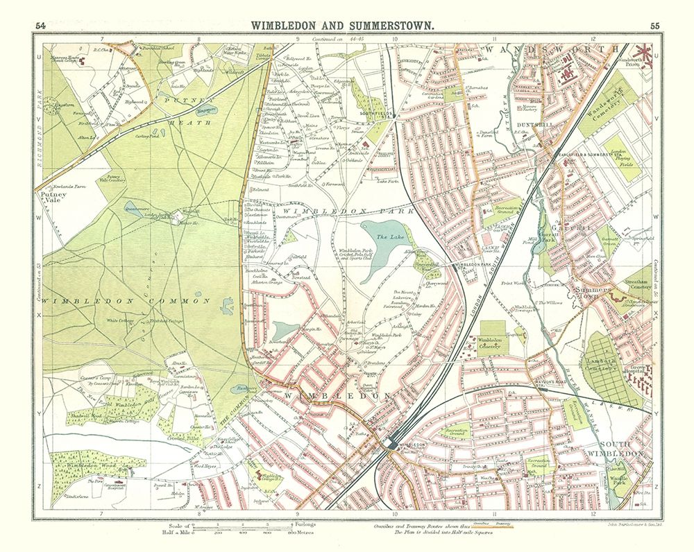 Wimbledon Summerstown London UK - Bartholomew 1921 art print by Bartholomew for $57.95 CAD