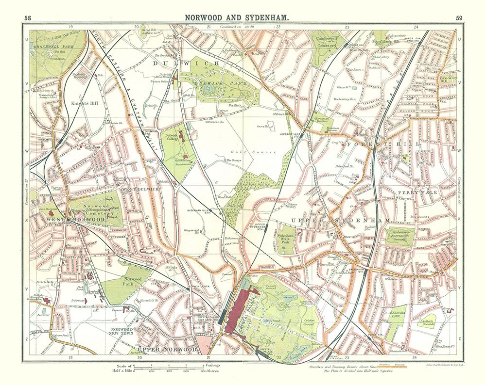 Norwood Sydenham London UK  - Bartholomew 1921 art print by Bartholomew for $57.95 CAD