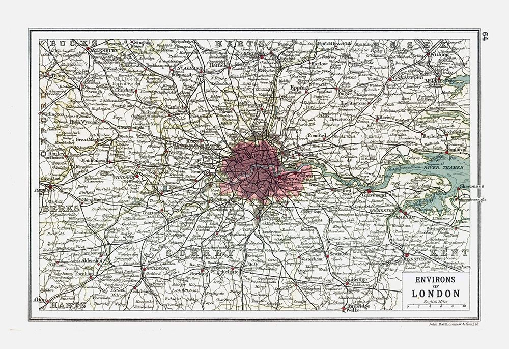 London UK - Bartholomew 1921 art print by Bartholomew for $57.95 CAD