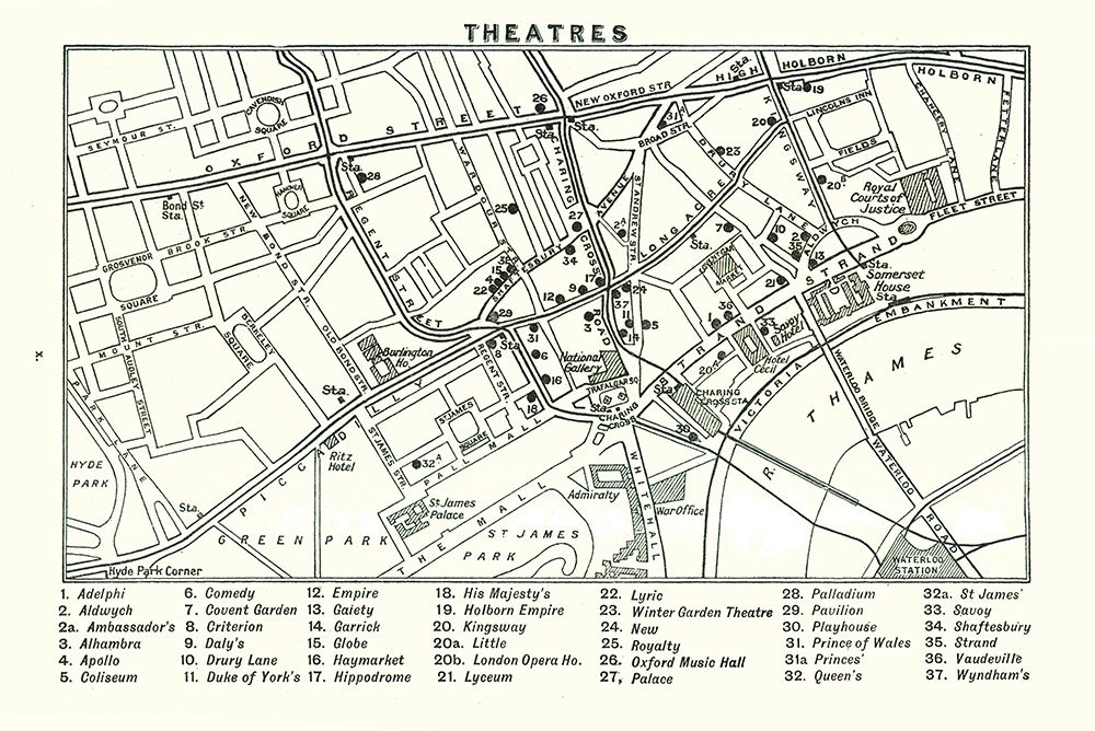 London Theatres UK - Bartholomew 1921 art print by Bartholomew for $57.95 CAD