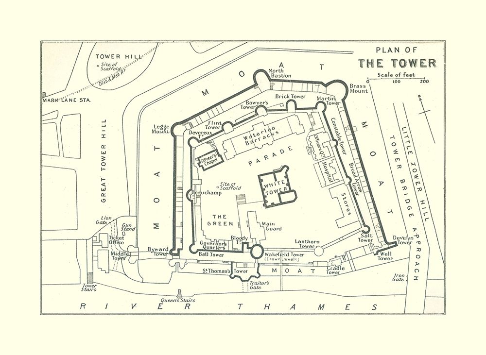 Tower London UK - Bartholomew 1921 art print by Bartholomew for $57.95 CAD