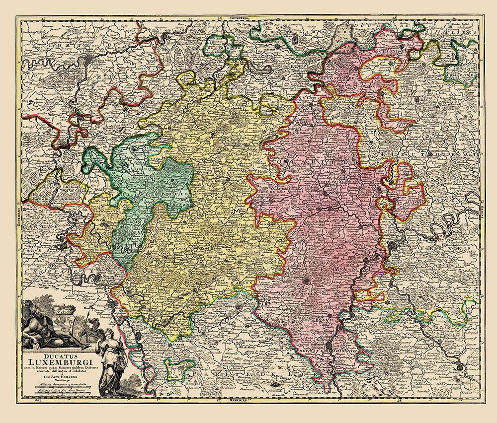 Grand Duchy of Luxembourg Belgium Netherlands art print by Homann for $57.95 CAD