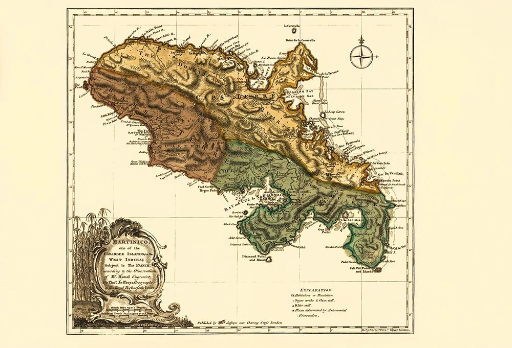 Caribbean Martinique - Jefferys 1760 art print by Jefferys for $57.95 CAD