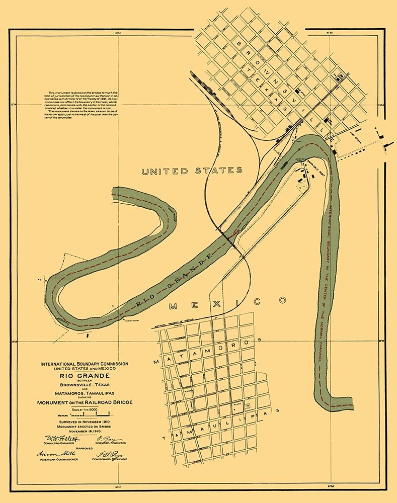 Rio Grande Border Matamoros Mexico United States art print by Peters for $57.95 CAD