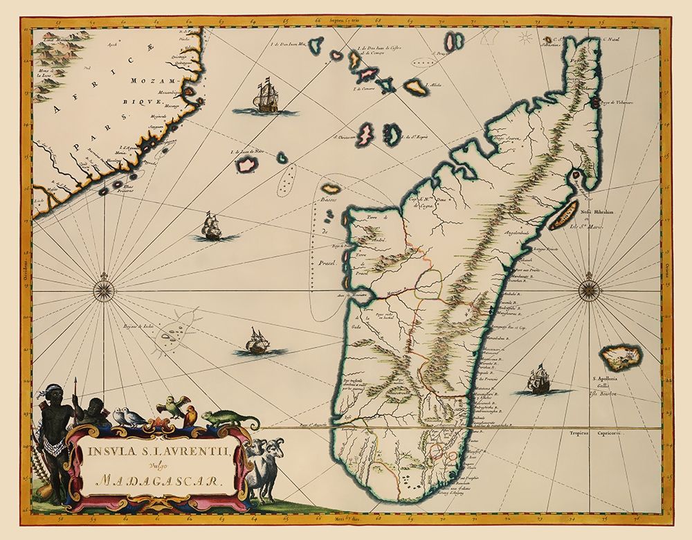 Madagascar Africa - Blaeu 1662 art print by Blaeu for $57.95 CAD
