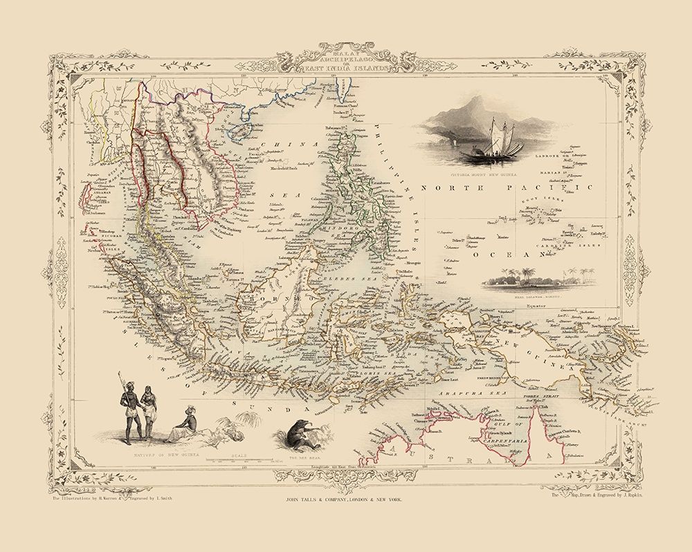 Malasian Archipelago Asia - Tallis 1851 art print by Tallis for $57.95 CAD