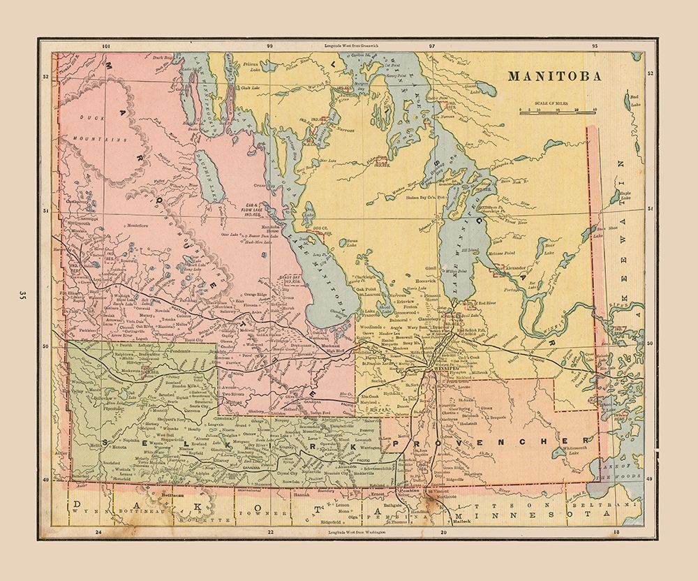 Manitoba Province Canada - Cram 1888 art print by Cram for $57.95 CAD