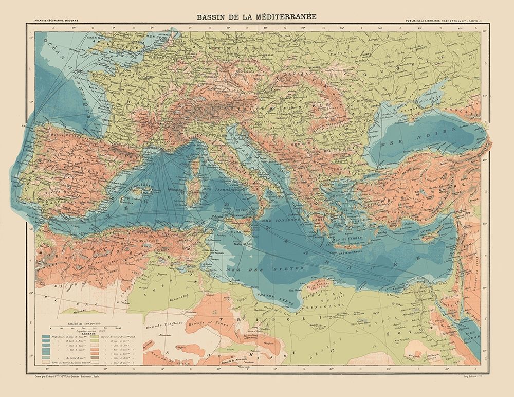 Mediterranean Basin Europe - Schrader 1908 art print by Schrader for $57.95 CAD