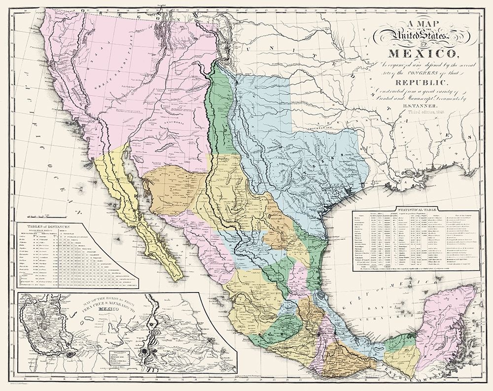 Mexican States Mexico - Tanner 1846 art print by Tanner for $57.95 CAD