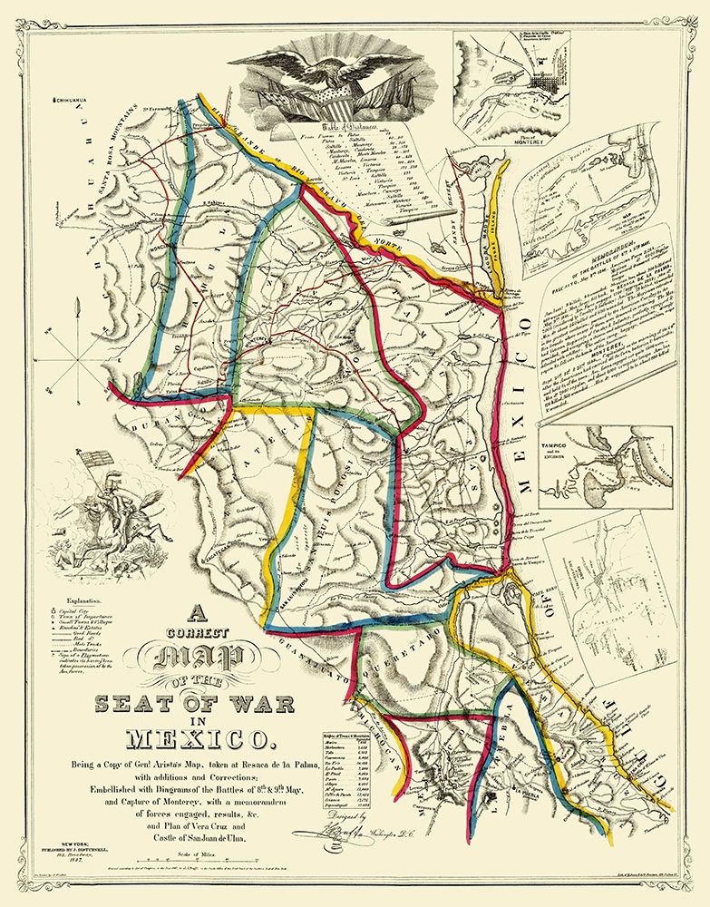Mexico Mexican American War - Disturnell 1847 art print by DISTURNELL for $57.95 CAD