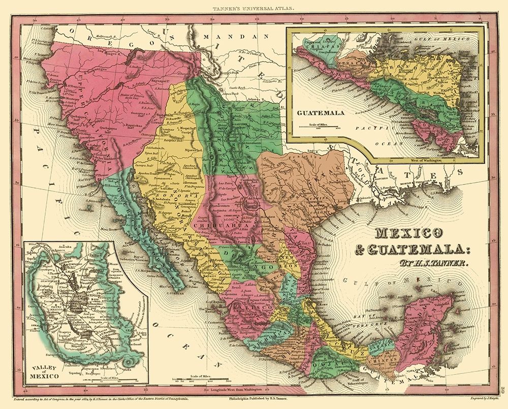 North America Mexico Guatemala - Tanner 1834 art print by Tanner for $57.95 CAD