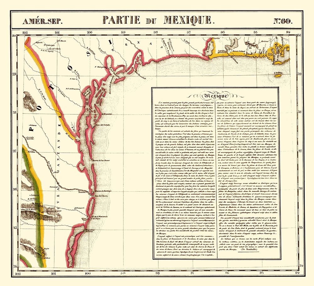 Gulf Coast Mexico Texas United States art print by Vandermaelen for $57.95 CAD
