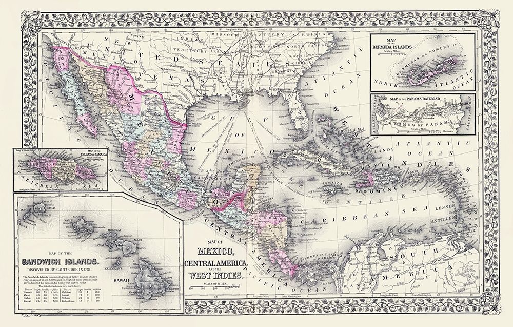 Central America West Indies Mexico United States art print by Mitchell for $57.95 CAD