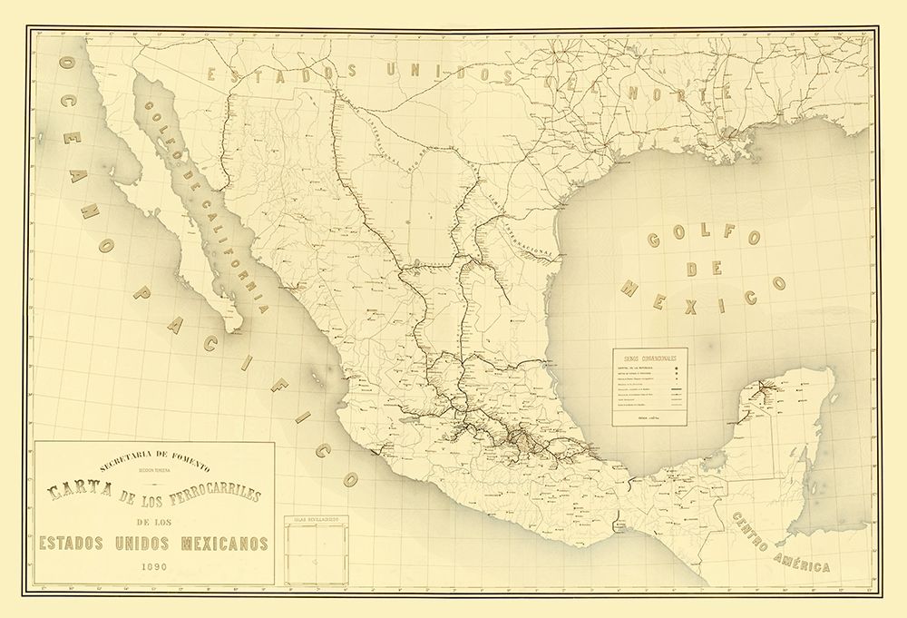 Railroads Mexico - Hermanos 1890 art print by Hermanos for $57.95 CAD