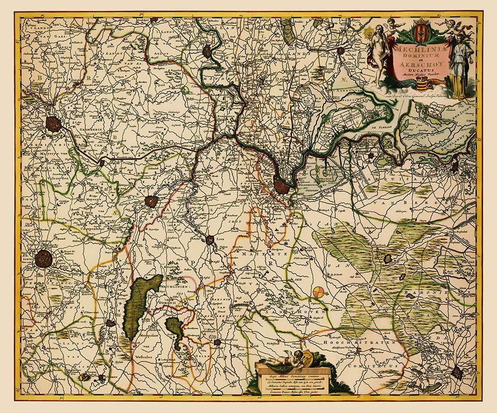 Benelux Mechelen Duchy Aarschot Belgium Netherland art print by Visscher for $57.95 CAD