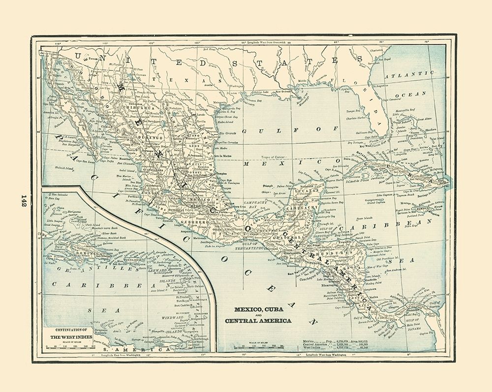 Central America Mexico Cuba - Rathbun 1893 art print by Rathbun for $57.95 CAD