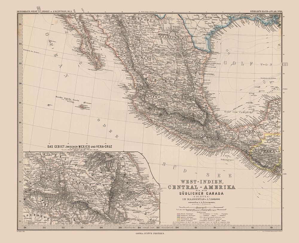 Moon Surface Mexico - Stieler 1885 art print by Stieler for $57.95 CAD